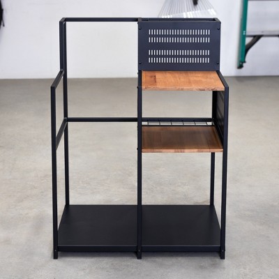 Teal Triangle Black Steel and Wood Golf Club Organizer