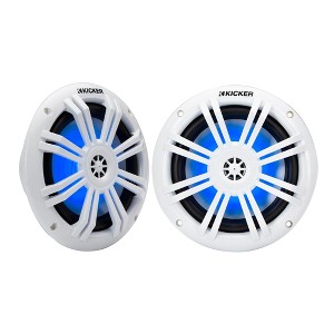 Kicker 51KM604WL KM 6.5" 4Ω LED Marine Coaxial Speakers - Pair - 1 of 4