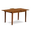 East West Furniture PSNA3-SBR-C 3 PcRectangular Kitchen Table having 12in Leaf and 2Fabric Dinette Chairs in Saddle Brown . - 3 of 4