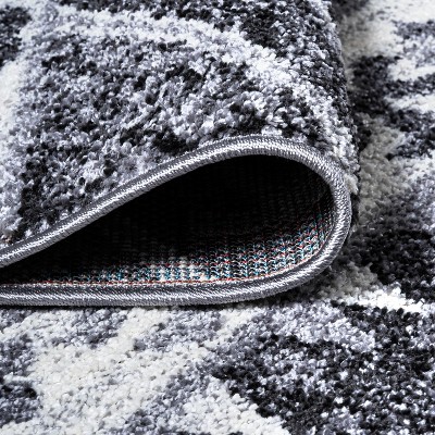 Charcoal and Ivory Distressed Geometric Synthetic Area Rug