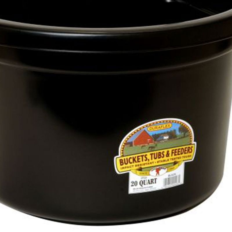 Little Giant 20 Quart Heavy Duty Mountable Plastic Fence Feeder Bucket for Feeding Small Livestock and Pets at Home or Farm, Black, 5 of 7