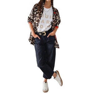 Women's Animal Print Button Shirt - Q2 - 1 of 4