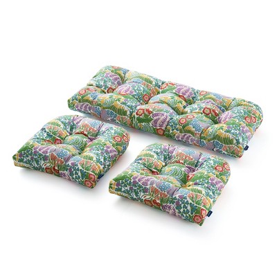 Outdoor Chair Cushions,3 Piece Loveseat Outdoor Cushions Set,Tufted/Wicker Patio Cushion for Patio Furniture All Weather,44“x19 x5,Floral