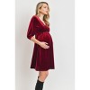 Hello Miz Women's Velvet V Neck Wrap Maternity Dress Nursing Friendly - 2 of 3