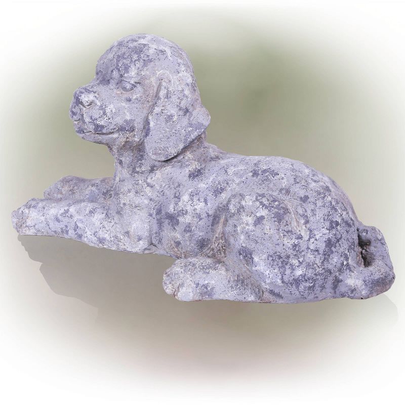 10&#34; x 9&#34; Indoor/Outdoor Laying Puppy Magnesium Oxide Garden Statue Gray - Alpine Corporation, 5 of 6