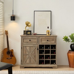 NicBex Wine Bar Cabinet for Liquor and Glasses Farmhouse Kitchen Coffee Bar Cabinet with 2 Drawers and Removable Wine Racks Storage Shelves - 1 of 4