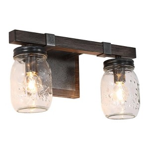 LNC Aries Traditional Mason Jar Vanity  Lights,Black and Rustic Brown/Black and Antique  Brown/Black and Light Gray, 2 Light/ 3 Light/ 4 Light - 1 of 4