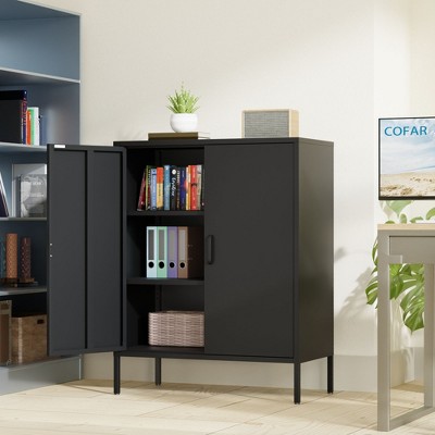 NicBex 3 Drawer File Cabinet with Lock and 2 Doors,Office Cabinet with Metal Handles,Modern Storage Cabinet,Filing Cabinet for Home Office