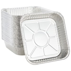 Stockroom Plus 50 Pack Foil Pans for Meal Prep and Cooking, Aluminum Trays, Disposable Food Container (8 x 8 in) - 1 of 4