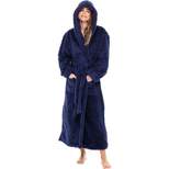 Women's Fuzzy Plush Fleece Bathrobe with Hood, Soft Warm Hooded Lounge Robe