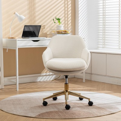 Desk Chairs With Wheels Comfortable Swivel Home Office Chairs With Gold Metal Base-The Pop Home