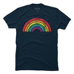 Adult Design By Humans Retro Rainbow Pride Parade By MusicoIlustre T-Shirt - 1 of 2