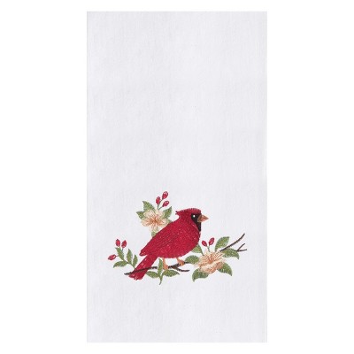 C&F Home Cardinal Blossom Embroidered Flour Sack Cotton Kitchen Towel