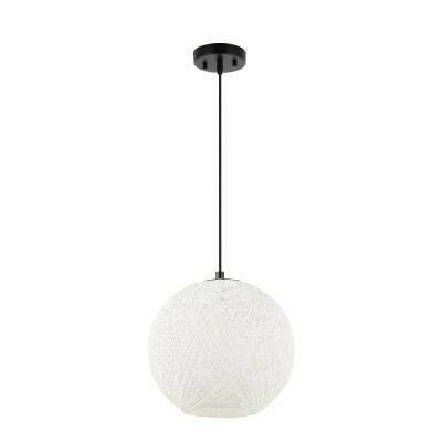 White Bohemian Woven Globe LED Pendant Light