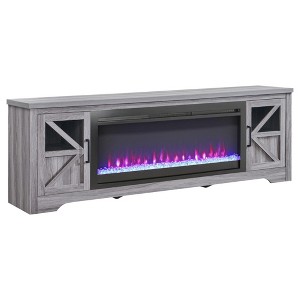 NAYSAYE Indoor Fireplace TV Stand Real Flame Style Fireplace for Warm Living Room , Gray, 75"*15.5"*25.5" - 1 of 4