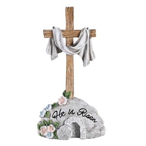 Dicksons Cross On Stone, He Is Risen, Multicolor 7.5 x 3.75 Inch Resin Tabletop Figurine - 1 of 1