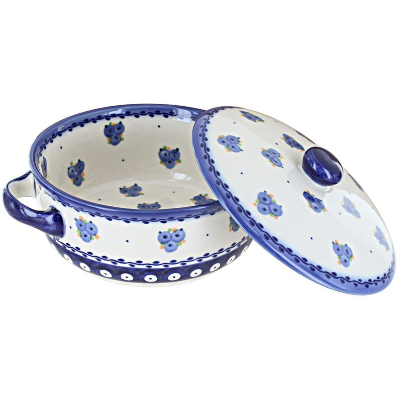 Blue Rose Polish Pottery Z05 Galia Covered Round Baker with Handles, 2 of 3