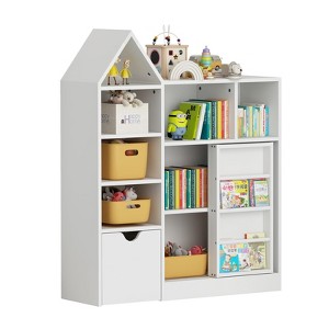 Toy and Book Organizer for Kids, Kids Toy Storage Organizer & Bookshelf, Multifunctional Storage Chest with 8 Storage Cubbies and Movable Drawers - 1 of 4