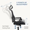 NicBex Adjustable Height Swivel Home Office Mesh Chairs with Fixed Armrest and Adjustable Headrest for Work Study - 3 of 4