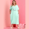 Agnes Orinda Women's Plus Size Cute Cat Print Short Sleeve with Pockets Nightgowns - 3 of 4