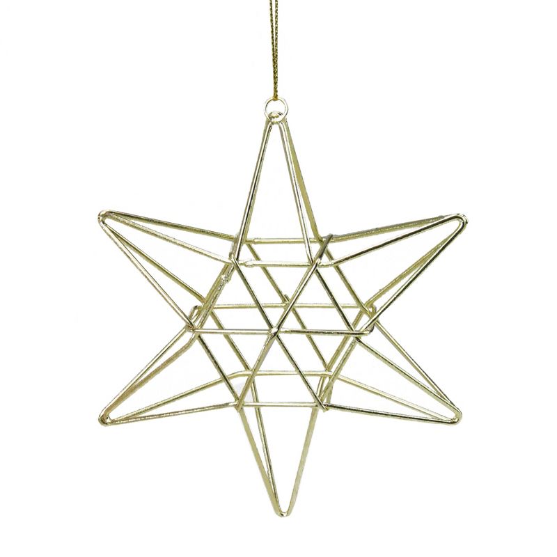 Northlight 5" Shiny Gold Geometric 6-Point Star Christmas Ornament, 1 of 5