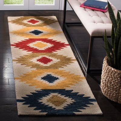 Ivory Geometric Handmade Wool Tufted Area Rug, 2' x 3'