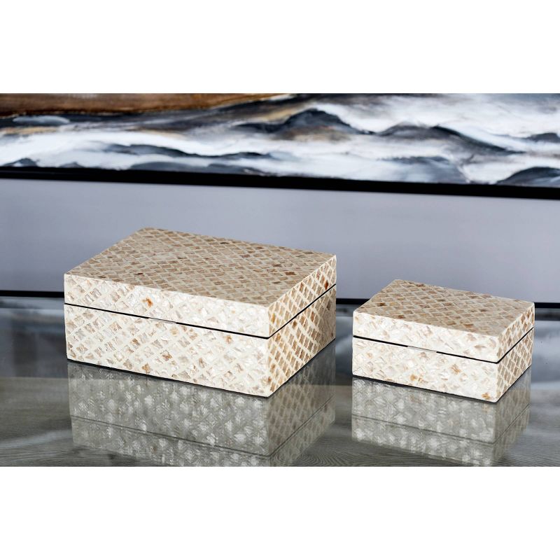 Set of 2 Wooden Boxes with Pattern - Olivia & May, 3 of 21