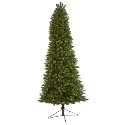Nearly Natural 9' Slim Virginia Spruce Prelit Artificial Christmas Tree