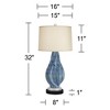 Possini Euro Design Teresa Modern Table Lamp with Round Black Marble Riser 31" Tall Teal Ceramic Beige Drum Shade for Bedroom Living Room Nightstand - 4 of 4
