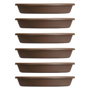 The HC Companies Non Fading 16 Inch Lightweight Durable Plastic Planter Saucer Tray for 14 Inch Classic Pot Container, Chocolate (6 Pack) - 1 of 3