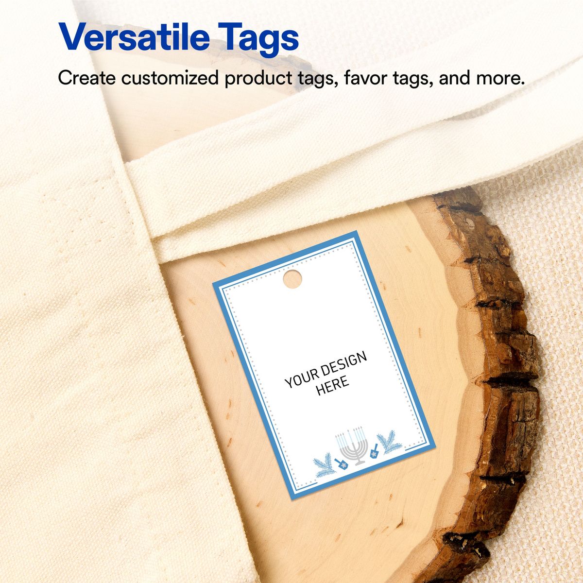 Avery® Tags, 2" x 3", Matte, Silver Menorah Frame, 160 - thumbnail 4