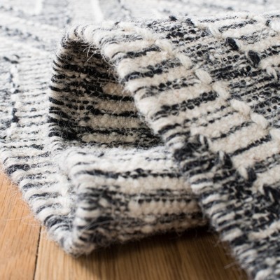 Handmade Black Wool Flat Woven Reversible Rug, 5x8 Feet