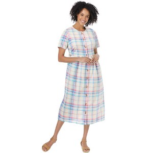 Woman Within Short-Sleeve Seersucker Dress - 1 of 4