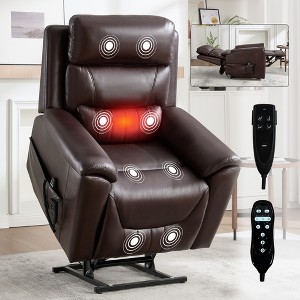 KWPZQEB Dual Motor Infinite Position Recliner Chair, Single Sofa with 8-Point Vibration Massage & Lumbar Heating, Wide Reclining Sofa for Living Room - 1 of 4