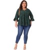 Agnes Orinda Women's Plus Size Babydoll Peplum High Low Hem V Neck 3/4 Sleeve Trendy Tops - 3 of 4