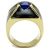 Slickblue Bold Men's CZ Ring, Round London Blue Stone with Gold & Black Finish, Thick Stainless Steel Band, Sizes- 8–13 - 3 of 4
