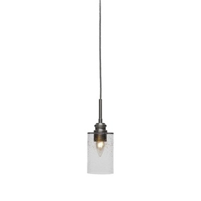 Toltec Lighting Edge 1 - Light Pendant in  Brushed Nickel with 4" Clear Bubble Shade