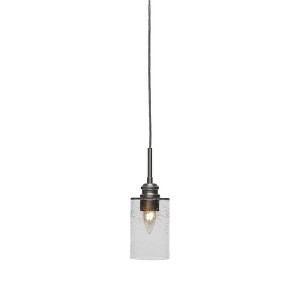Toltec Lighting Edge 1 - Light Pendant in  Brushed Nickel with 4" Clear Bubble Shade - 1 of 1