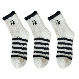 Anna-Kaci 3 Pairs Cozy Fluffy Crew Socks with Cute Panda Embroidery and Fun Pattern Designs - 1 of 4