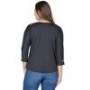 24seven Comfort Apparel Womens Three Quarter Sleeve Boatneck Cold Shoulder Top with Grommet Detail - 3 of 4
