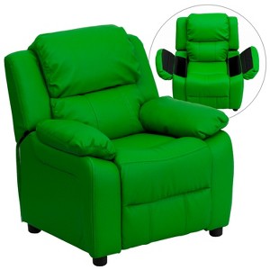 Emma and Oliver Deluxe Padded Contemporary Kids Recliner with Storage Arms - 1 of 4