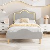 Upholstered LED Bed Frame with Adjustable Headboard & Footboard, Velvet Princess Platform Bed for Kids/Girls, Easy Assembly - 3 of 4