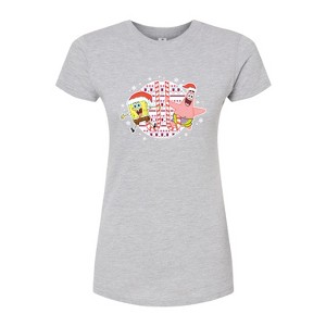 Women's - SpongeBob SquarePants - Spongebob Patrick Candy Canes Fitted Graphic T-Shirt - 1 of 4