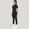Anna-Kaci Active Women's Short Sleeve High Neck Open Back Zip-Up Jumpsuit with Fitted Silhouette and Scrunch Back Detail - 2 of 4