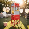 LOVSON Red popcorn cart equipped with a 20-ounce stainless steel pot, heating lamp and accessories, suitable for parties and commercial venues - 2 of 4