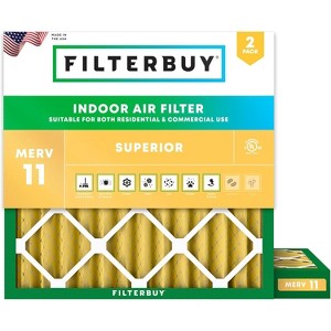Filterbuy 17x17x2 Air Filter (2-Pack), Pleated MERV 11 Allergen Defense Replacement HVAC AC Furnace Filters (Actual Size: 17.00 x 17.00 x 1.75) - 1 of 4
