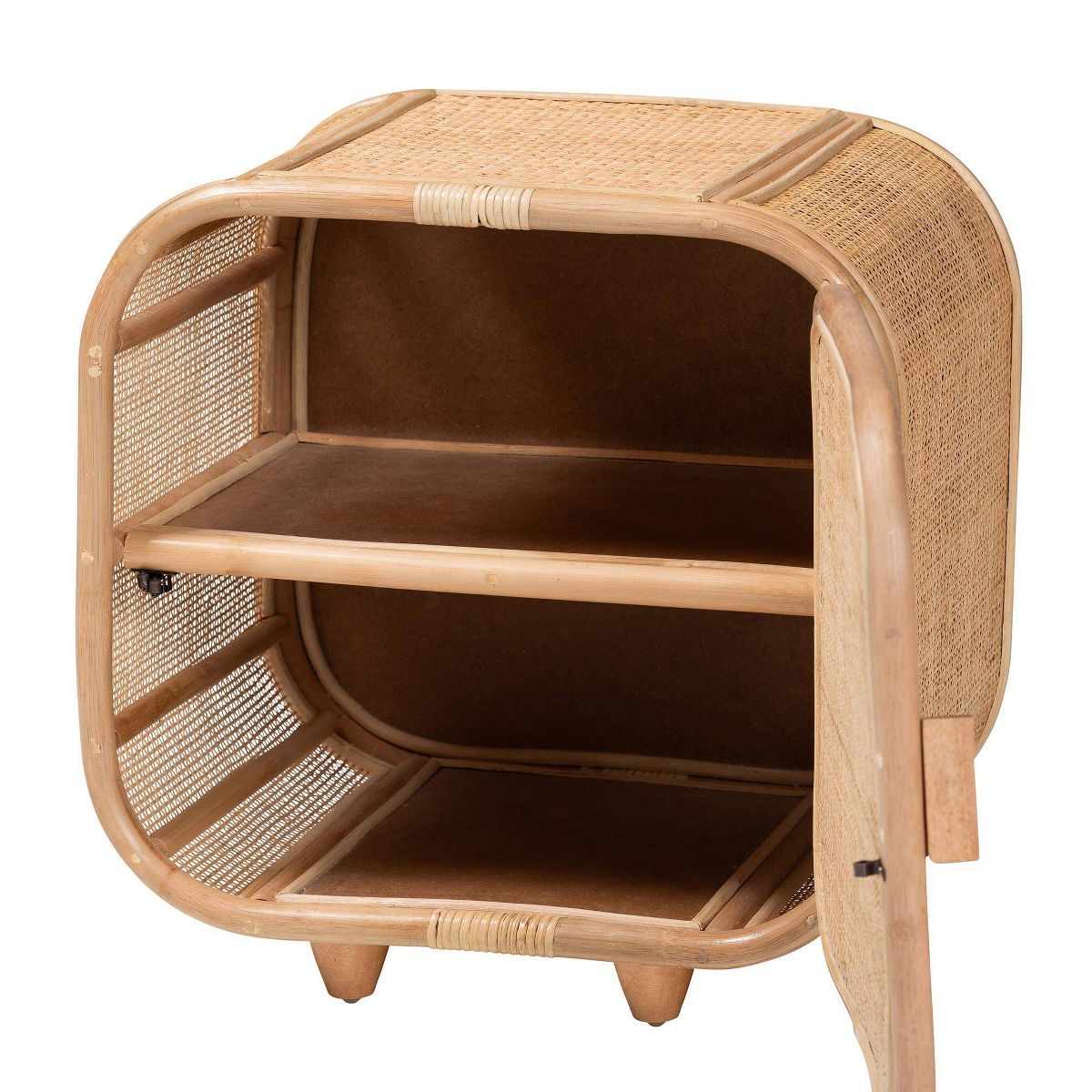 bali & pari Keita Natural Rattan Nightstand: Handcrafted, Bohemian Design, Two Shelves, No Assembly Required - thumbnail 3