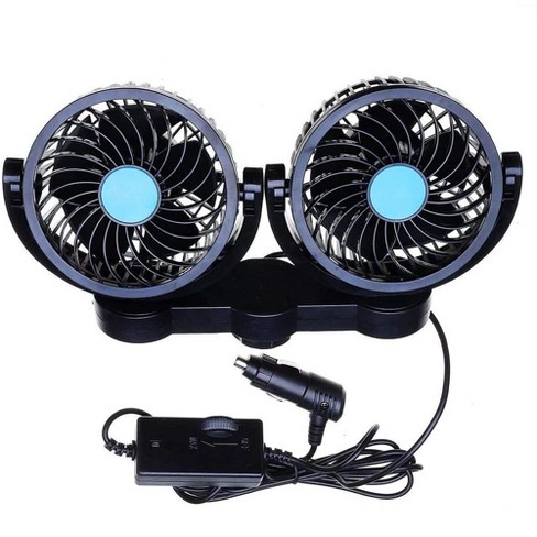 Zone Tech 12v Dual Head Car Auto Electric Cooling Air Fan For Rear Seat -  Powerful Quiet 2 Speed 360 Degree Rotatable 12v Ventilation Rear Seat :  Target