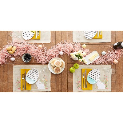 Spring Meadow Embroidered Beige Linen and Polyester Placemats Set of 4