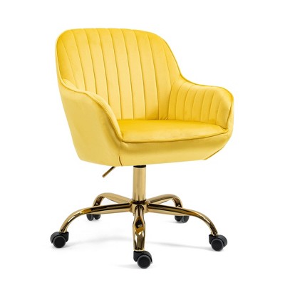 GustoWave Modern Office Desk Chair, Vanity Chair, Comfy Upholstered Swivel Rolling Armchair, Velevet 360° Swivel